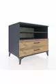 Commode Kronos 2 étagères 2 tiroirs Anthracite-Bois de pin