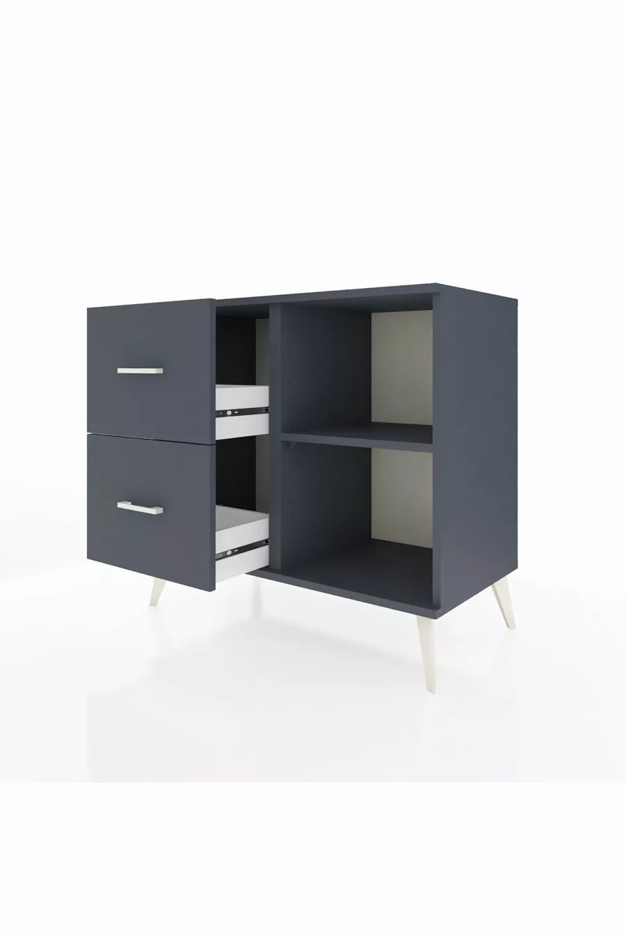 Commode Hyperion à une étagère et 2 tiroirs Anthracite-Anthracite