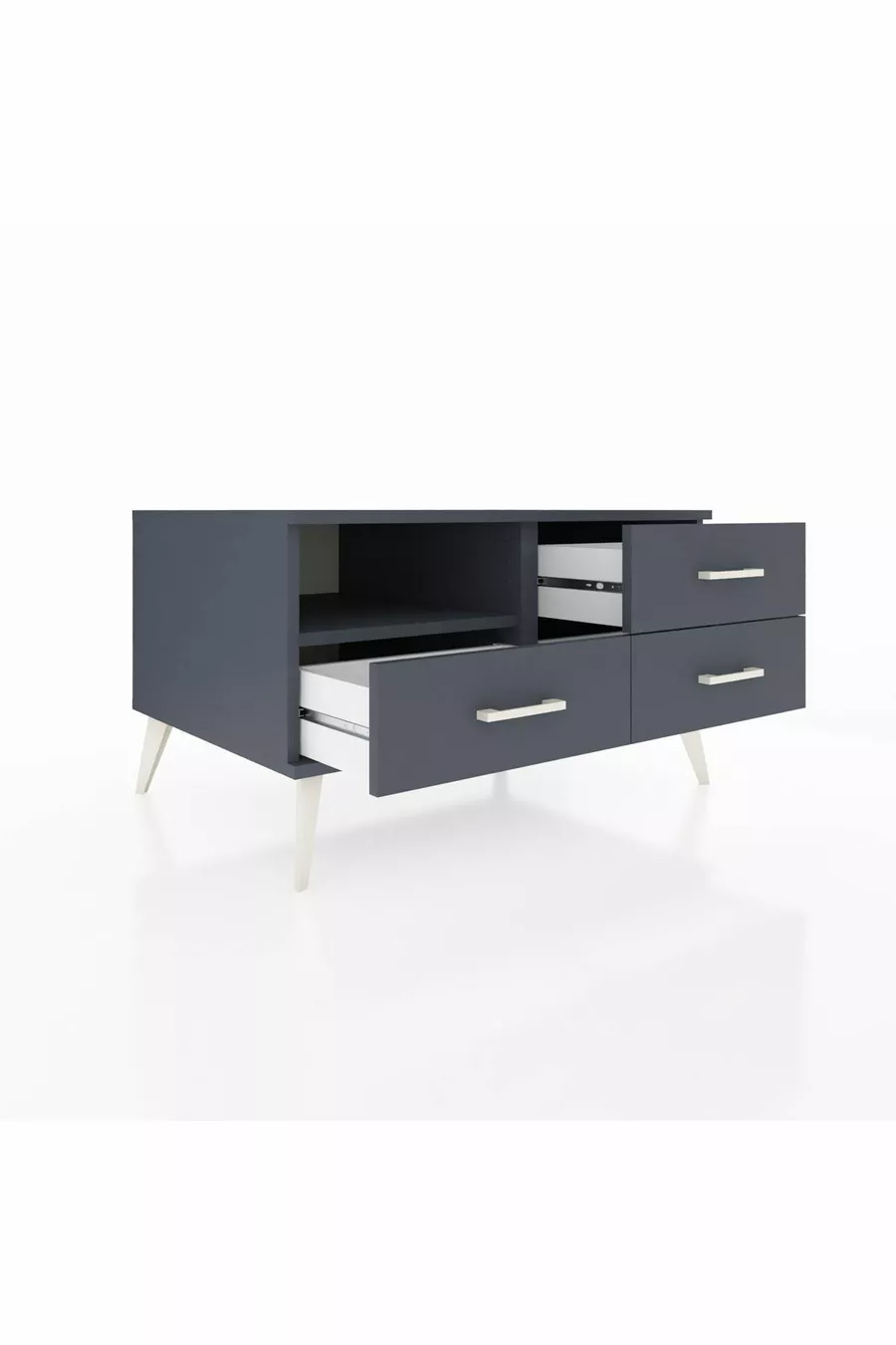 Commode Kronos à une étagère et trois tiroirs Anthracite-Anthracite
