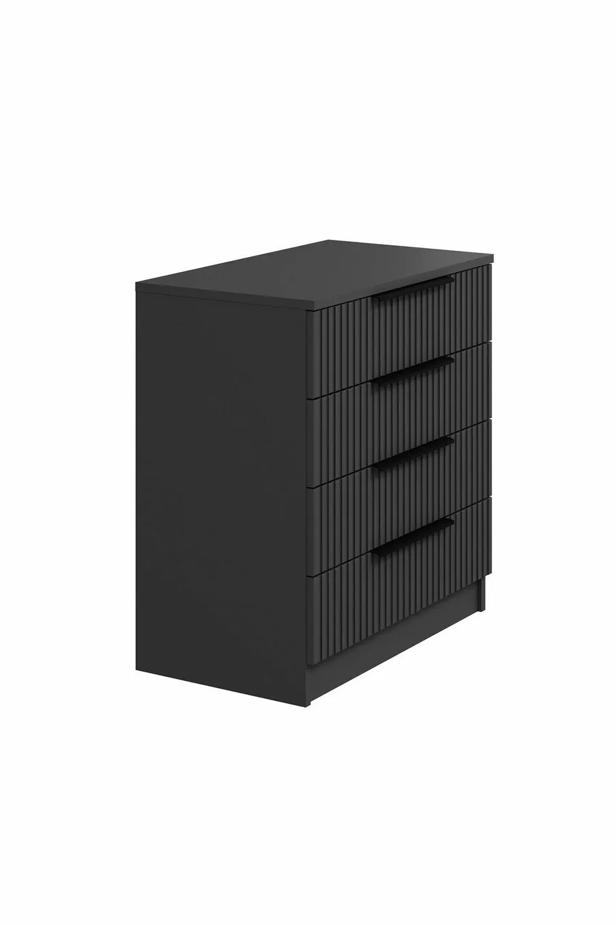 -chiffonnier Kale 4 tiroirs - Anthracite avec motifs rayés en membrane