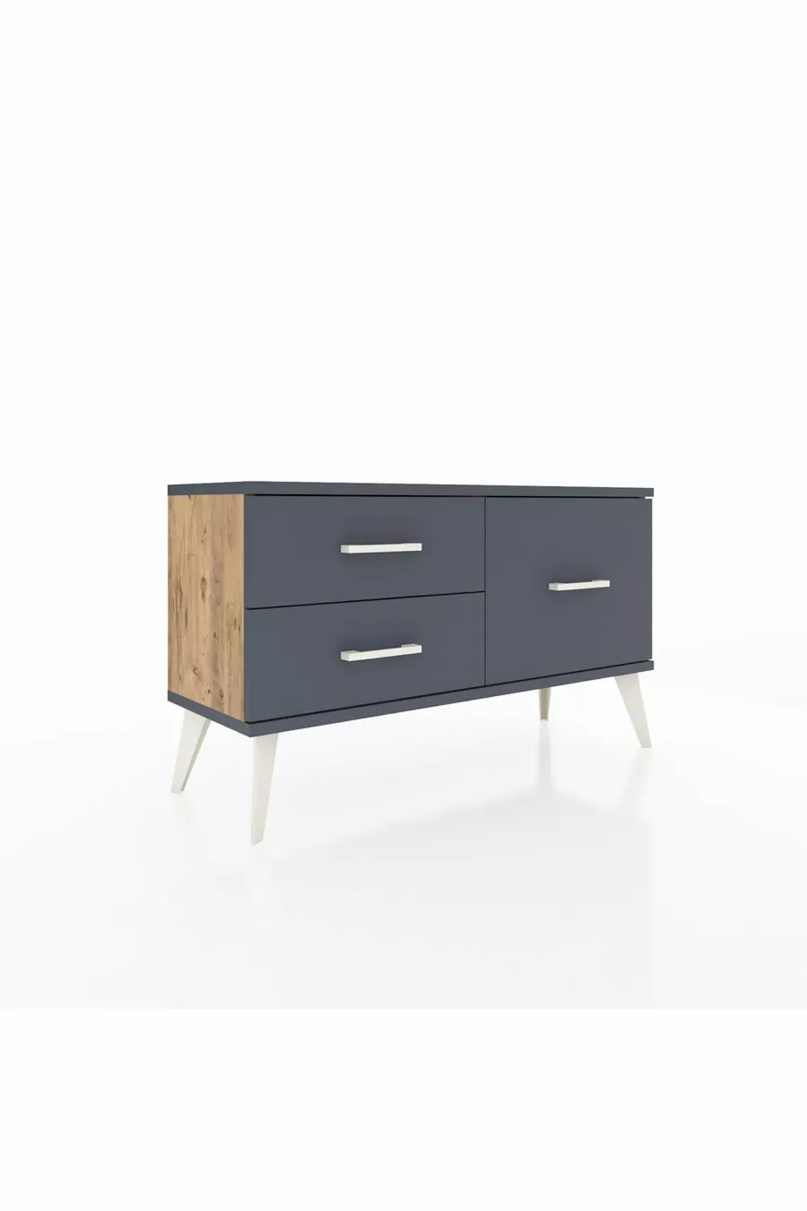 Commode Arges 3 étagères Pin-Anthracite