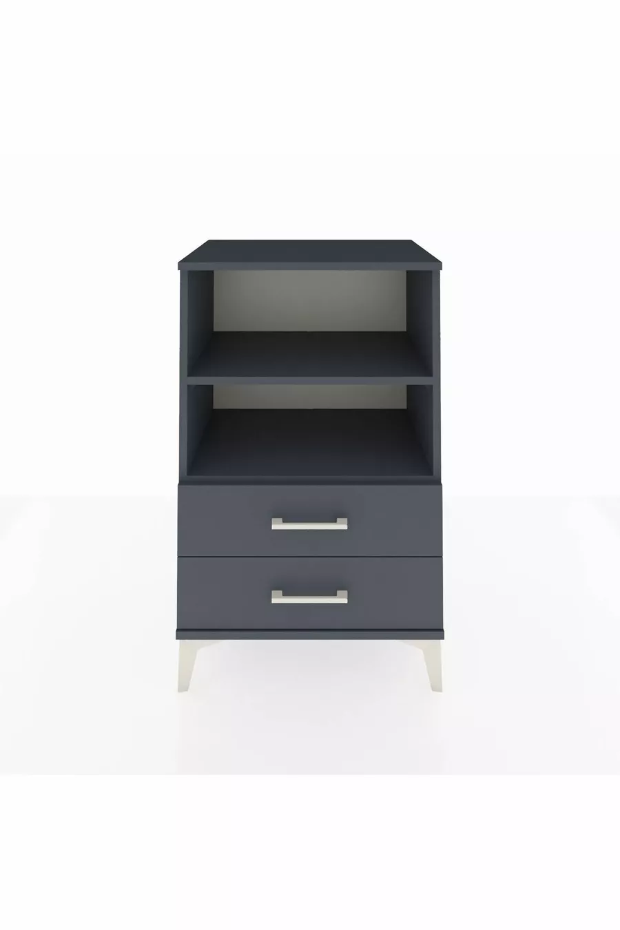 Commode Hyperion 2 étagères 2 tiroirs Anthracite-Anthracite