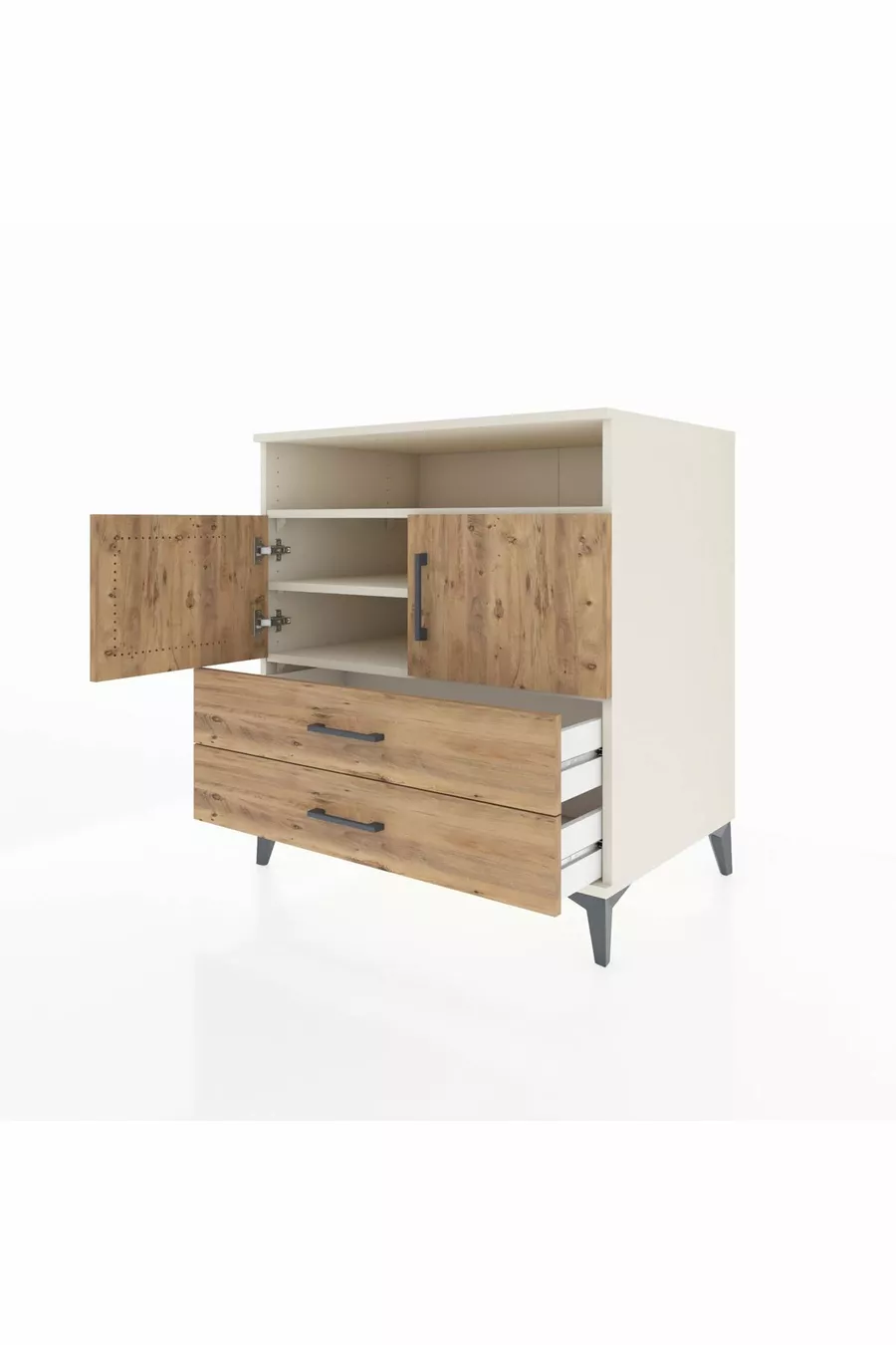 Kronos Dresser 3 Shelves 2 Drawers 2 Doors Moonstone-Pine
