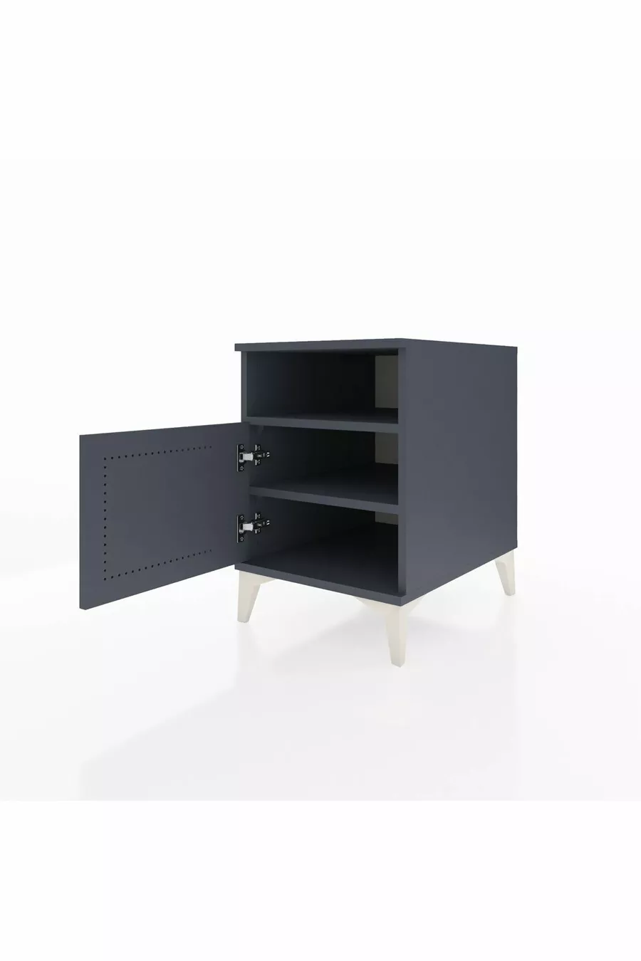 Table de chevet Kronos avec 2 étagères et 1 porte Anthracite-Anthracite