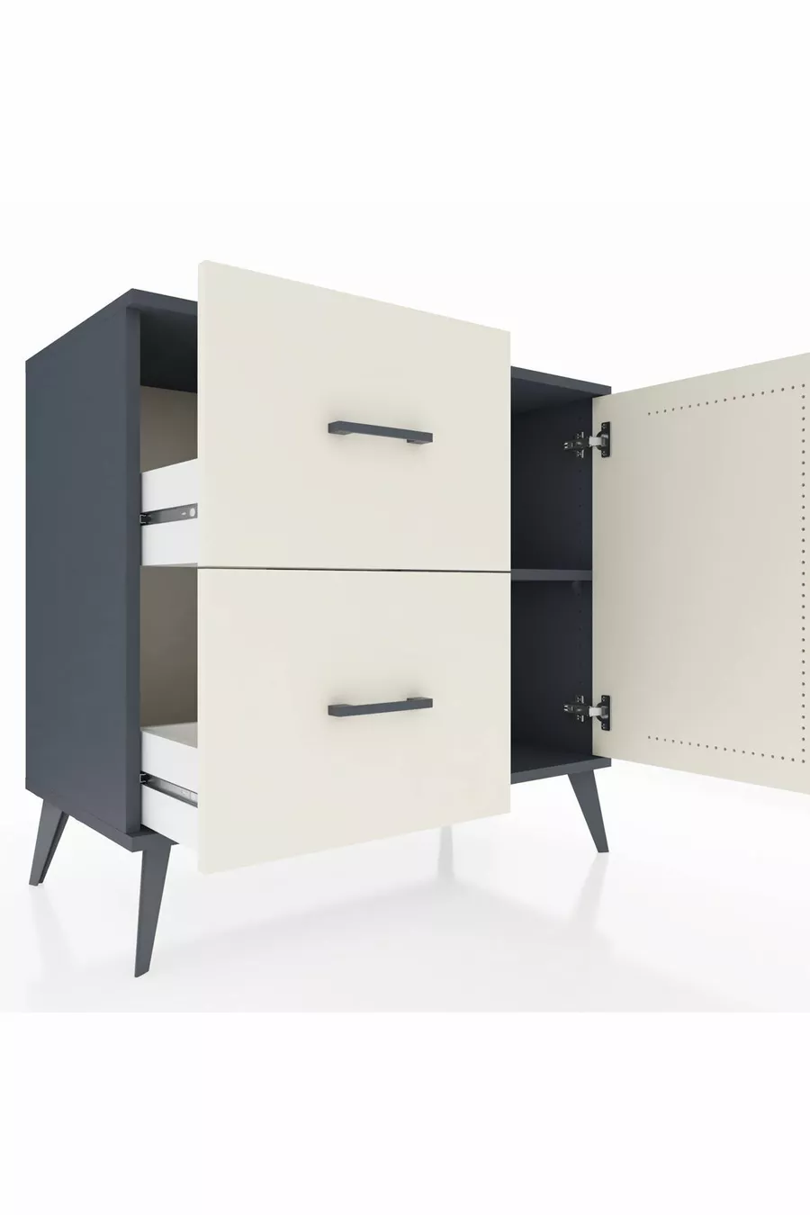 Hyperion Dresser with One Shelf, 2 Drawers, and Single Door, Anthracite-Quartz