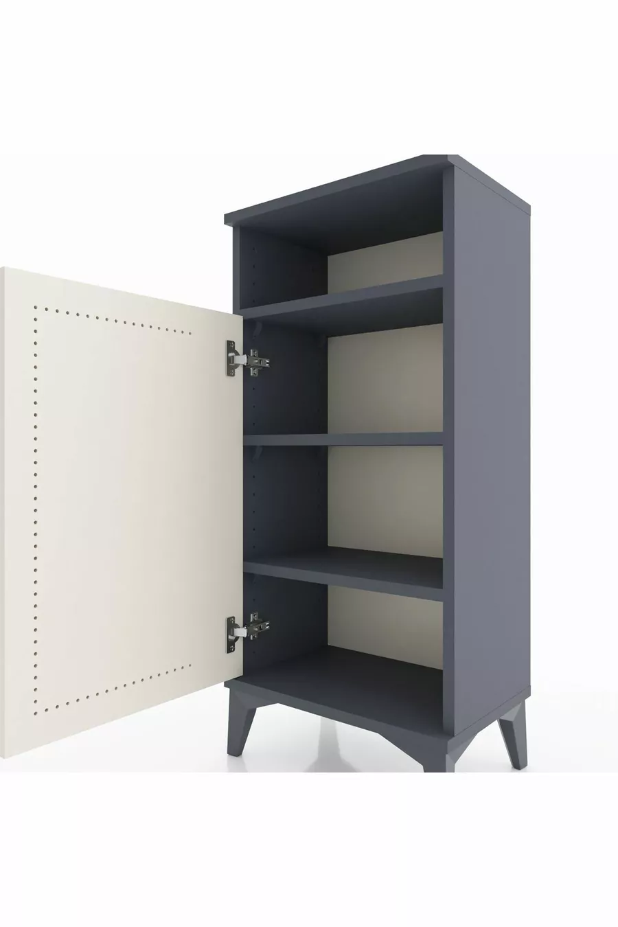 Table de chevet Arges à 3 étagères avec une porte, anthracite-pierre de lune