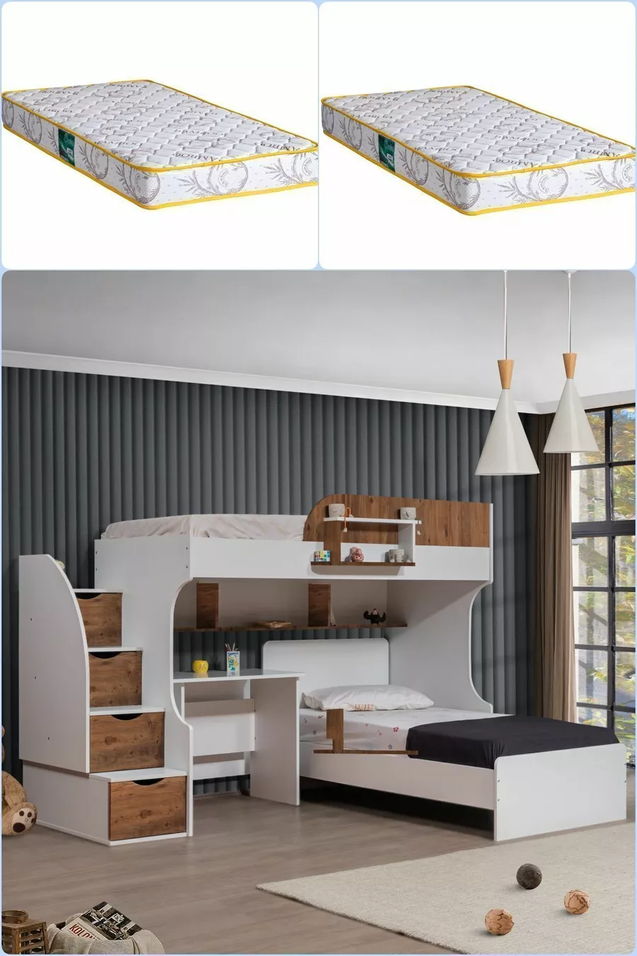 Stapelbed, Aura Stapelbed Bed Frame 2 Comfort Matratzen