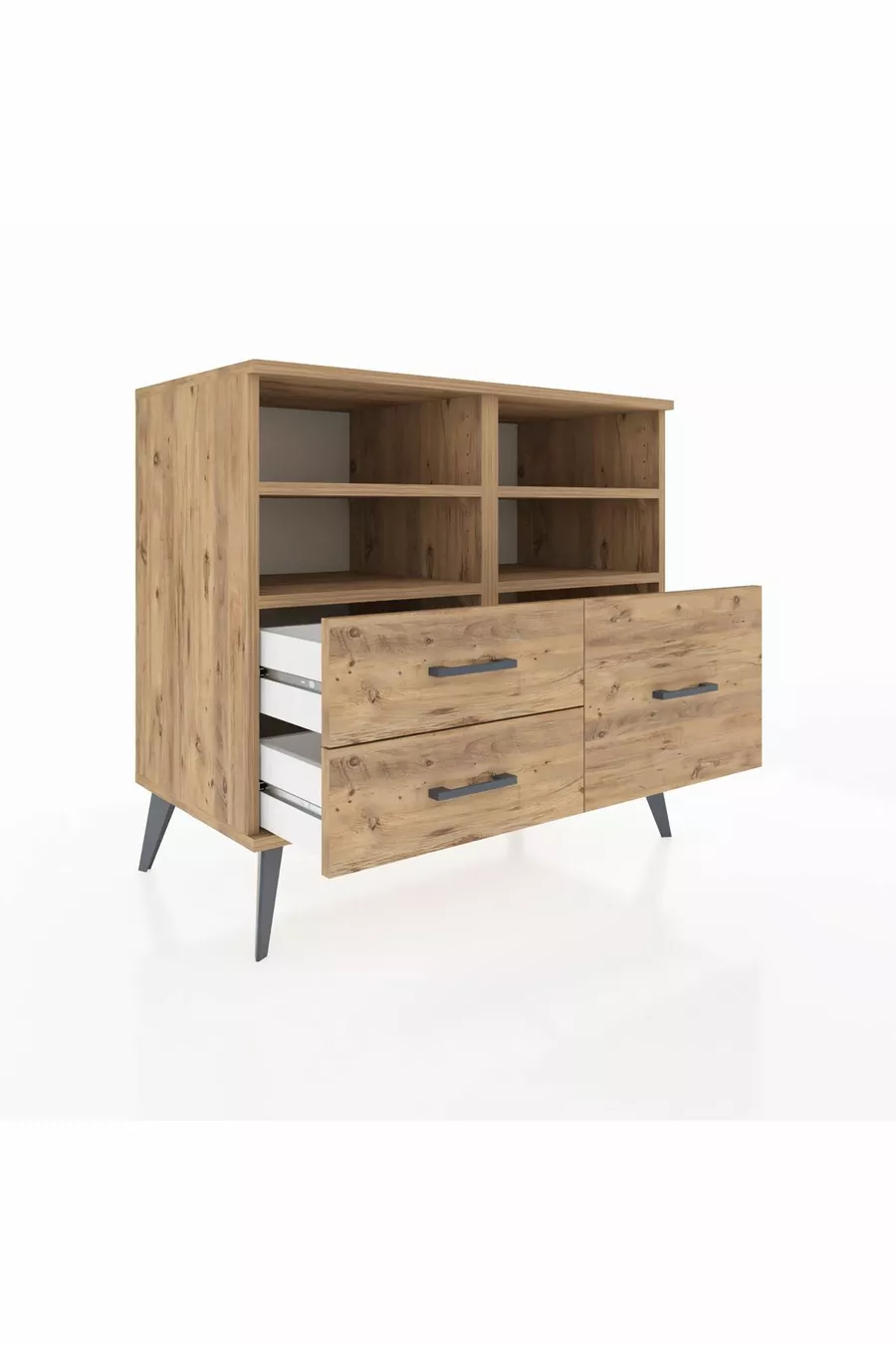 Commode Hyperion 4 étagères 3 tiroirs Pin-Pin