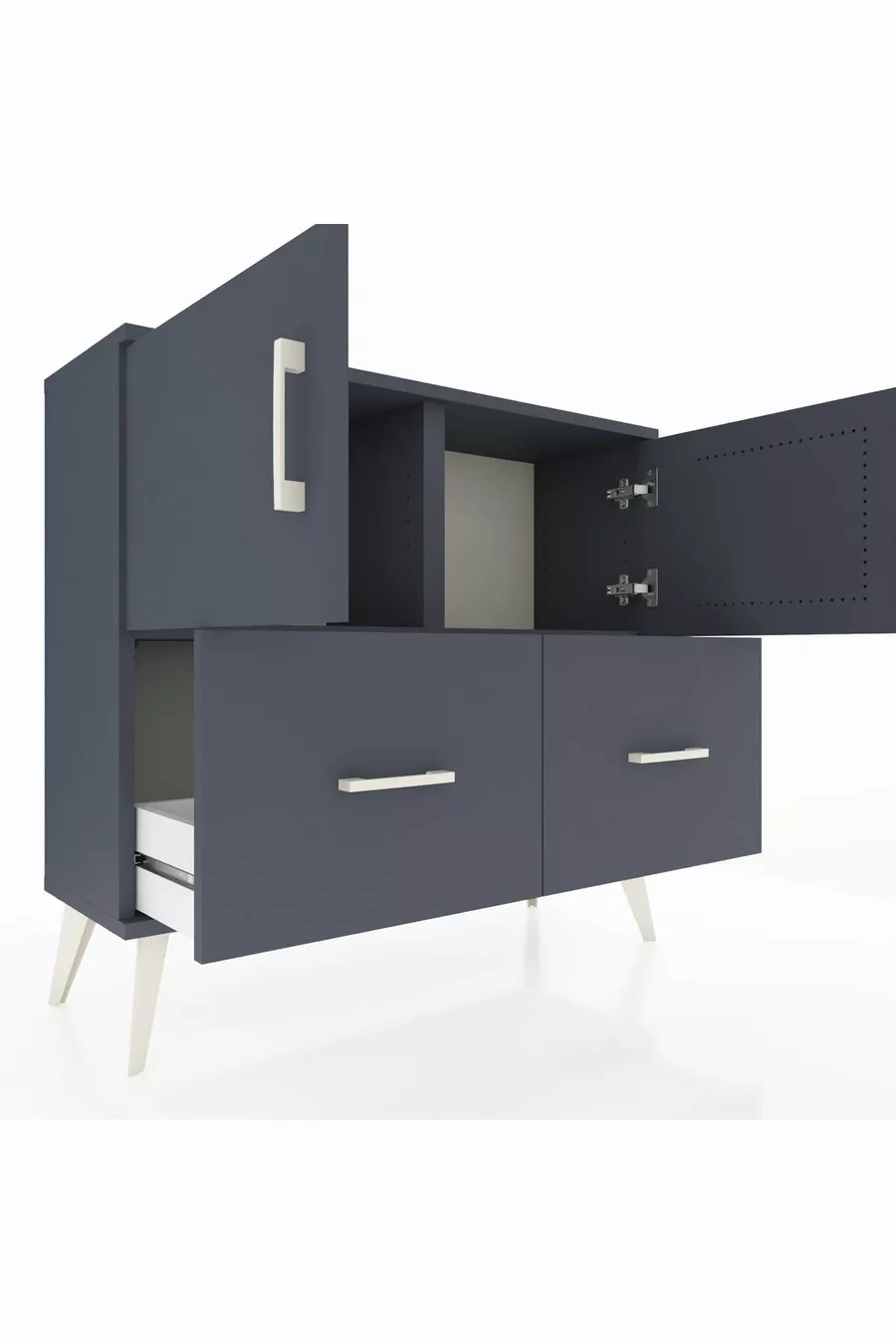Arges Kast 2 Planken 2 Lade 2 Deuren Antraciet-Antraciet