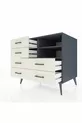 Commode Kronos 2 étagères 6 tiroirs Anthracite-Anthracite/Pierre de Lune