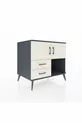 Commode Kronos avec 2 étagères, 2 tiroirs et 2 portes Anthracite-Pierre de lune