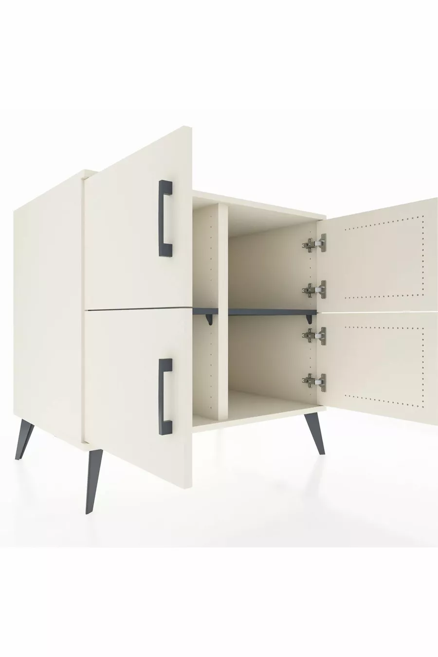 Commode Kronos 2 étagères 4 portes Pierre de lune-Pierre de lune/Anthracite