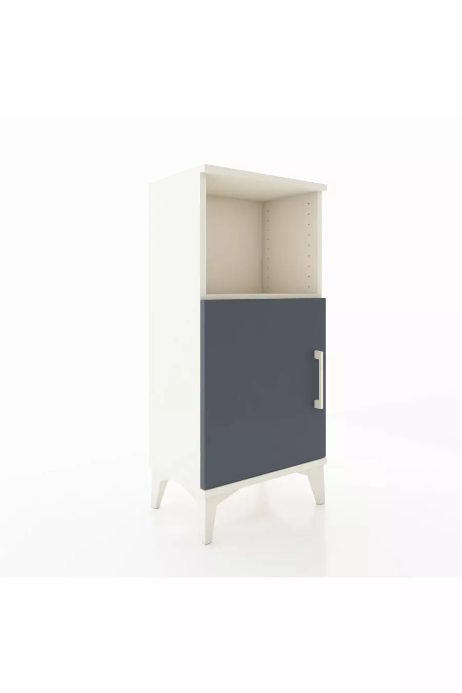 Table de chevet Arges à 2 étagères avec 1 porte, Pierre de lune - Anthracite