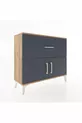 Commode Arges à une étagère, un tiroir et deux portes en pin-anthracite
