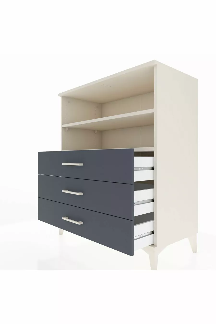 Commode Hyperion 2 étagères 3 tiroirs Pierre de lune-Anthracite