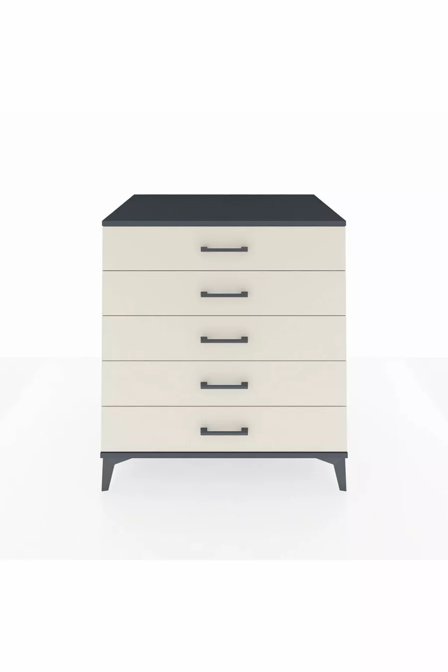 Commode Kronos 5 tiroirs Anthracite-Pierre de lune