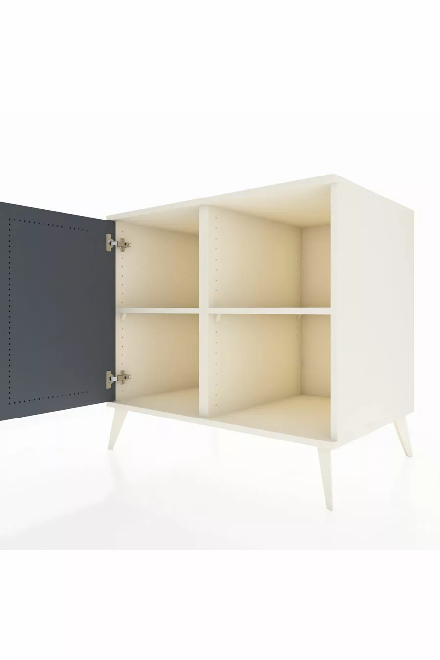Commode Kronos à 2 étagères avec une porte, Pierre de Lune-Anthracite/Pierre de Lune