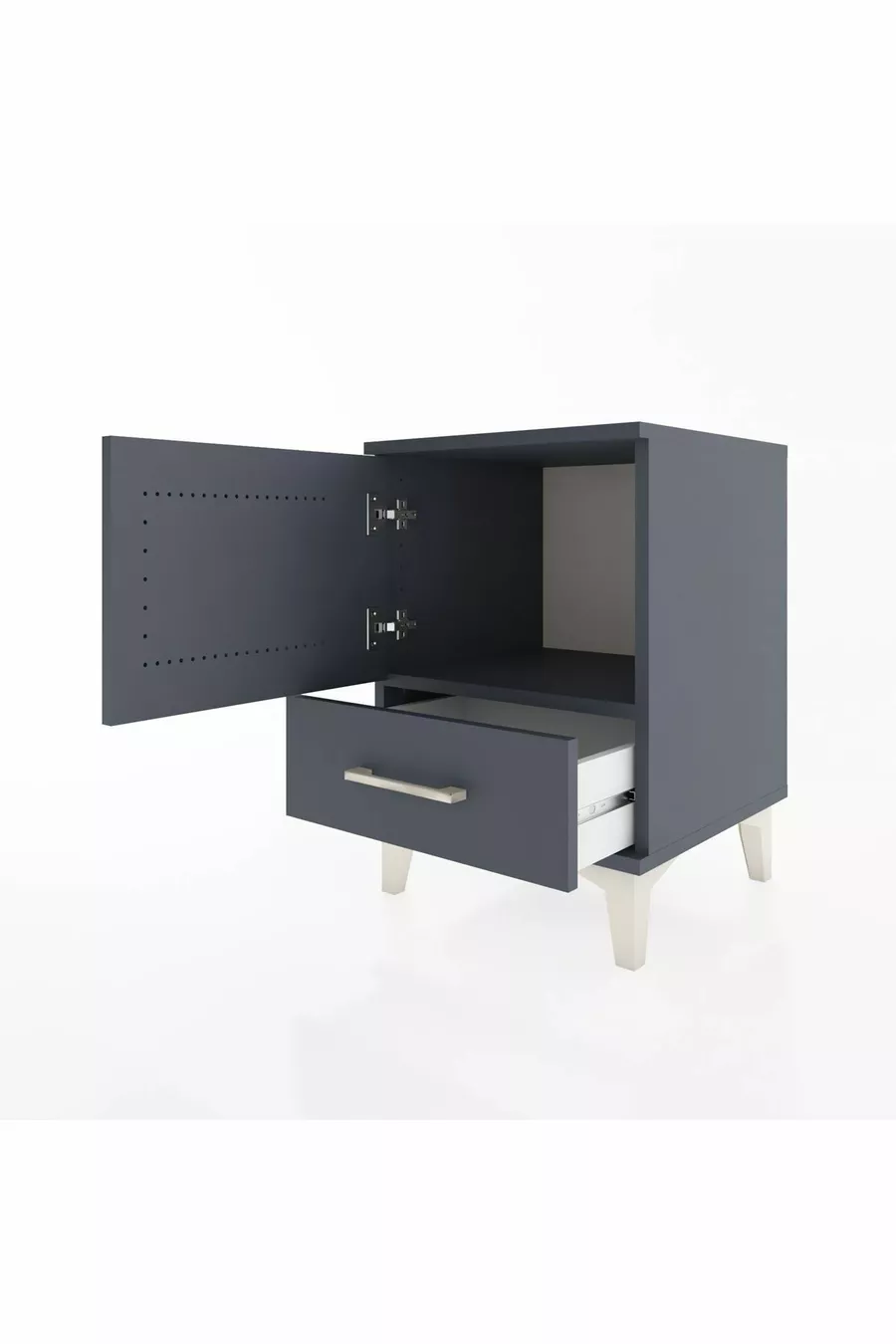 Chevet Hyperion avec une étagère, un tiroir et une porte, Anthracite-Anthracite
