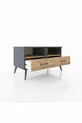 Commode Hyperion 2 étagères 2 tiroirs Anthracite-Pin