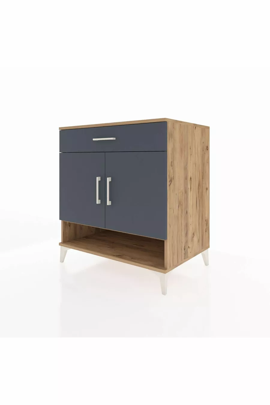 Commode Kronos 2 étagères, 1 tiroir, 2 portes, Pin-Anthracite