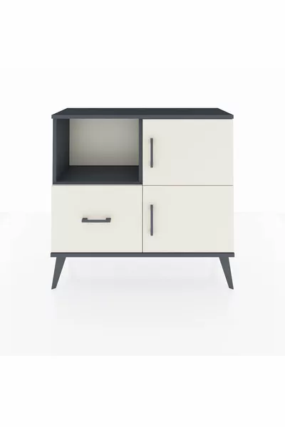 Arges Dresser 2 Shelves Single Drawer 2 Doors Anthracite-Salt Grey