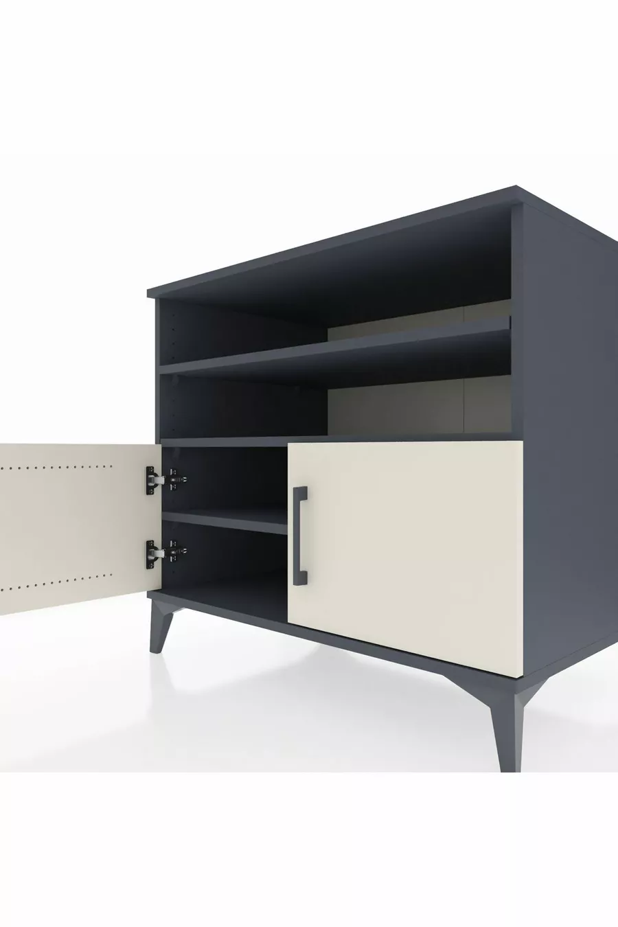 Commode Kronos 3 étagères 2 portes Anthracite-Pierre de lune