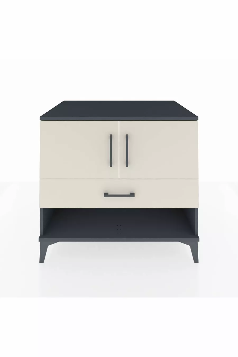 Commode Kronos avec 2 étagères, 1 tiroir et 2 portes, Anthracite-Pierre de lune