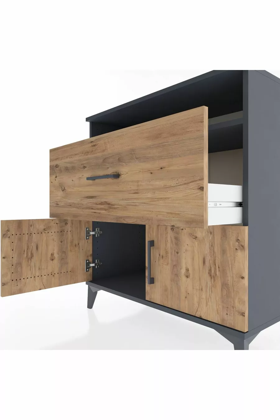 Hyperion Dresser with One Shelf, One Drawer, Two Doors Anthracite-Pine