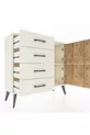 Commode Arges à une étagère, 4 tiroirs et 2 portes, Pierre de lune-Sapin/Pierre de lune