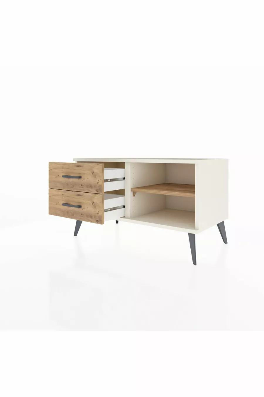 Commode Hyperion à une étagère et 2 tiroirs Pierre de lune-Pin