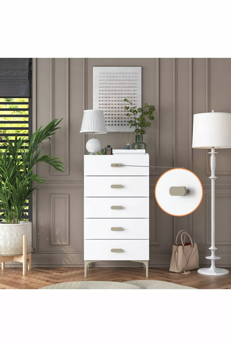 Rani Kommode mit 5 Schubladen Schlafzimmer Babyzimmer Weiß