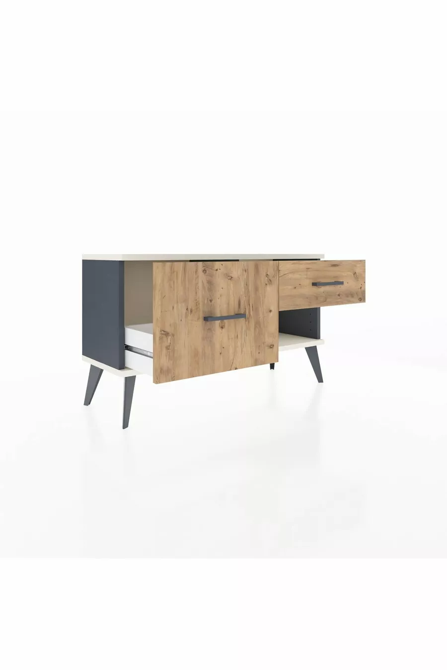 Arges Kommode 2 Schubladen Anthrazit-Stein/Pinie