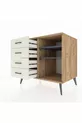 Commode Kronos 2 étagères 4 tiroirs Pin-Anthracite / Pierre de Lune