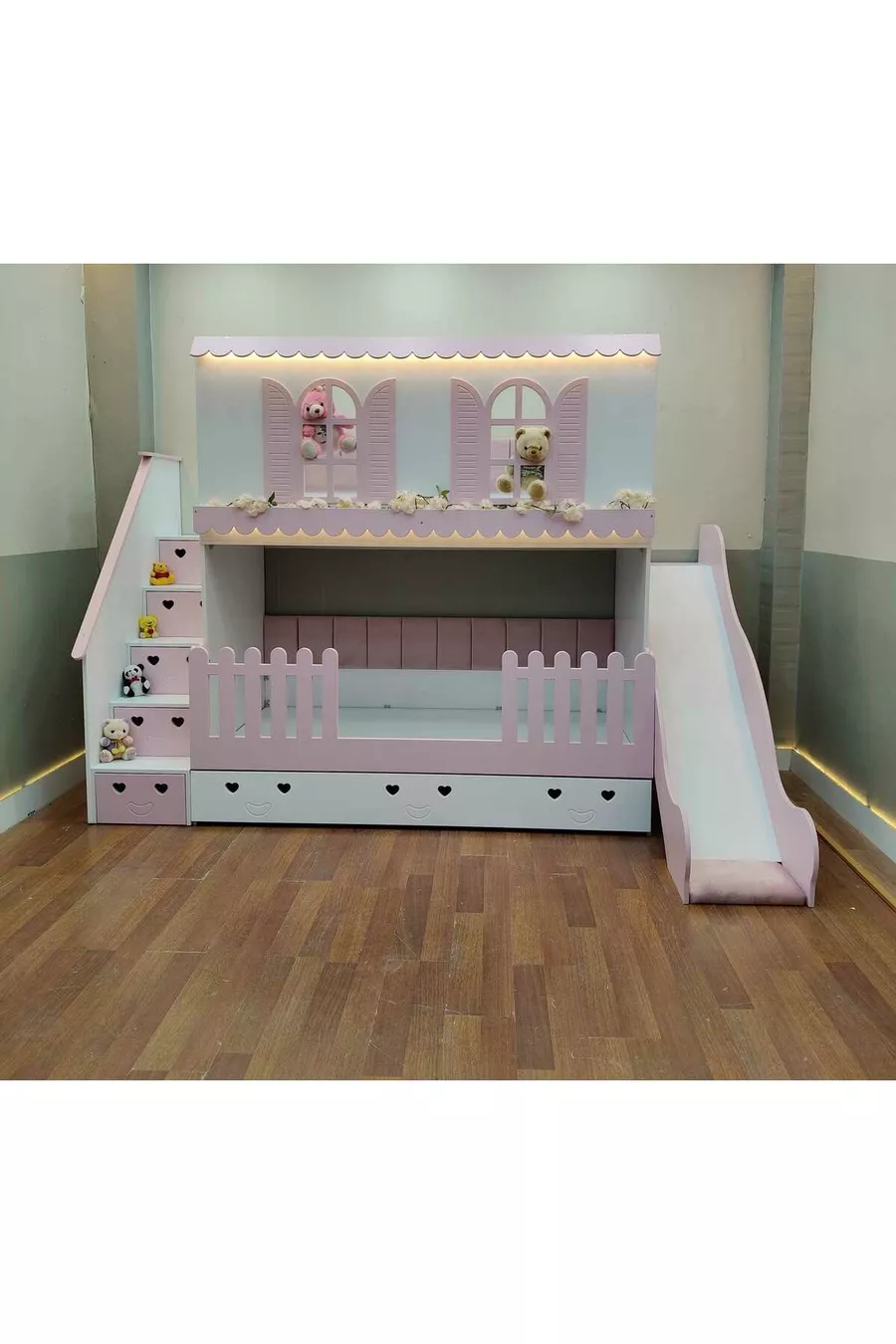 Alaçatı bunk bed with slides and a small bed