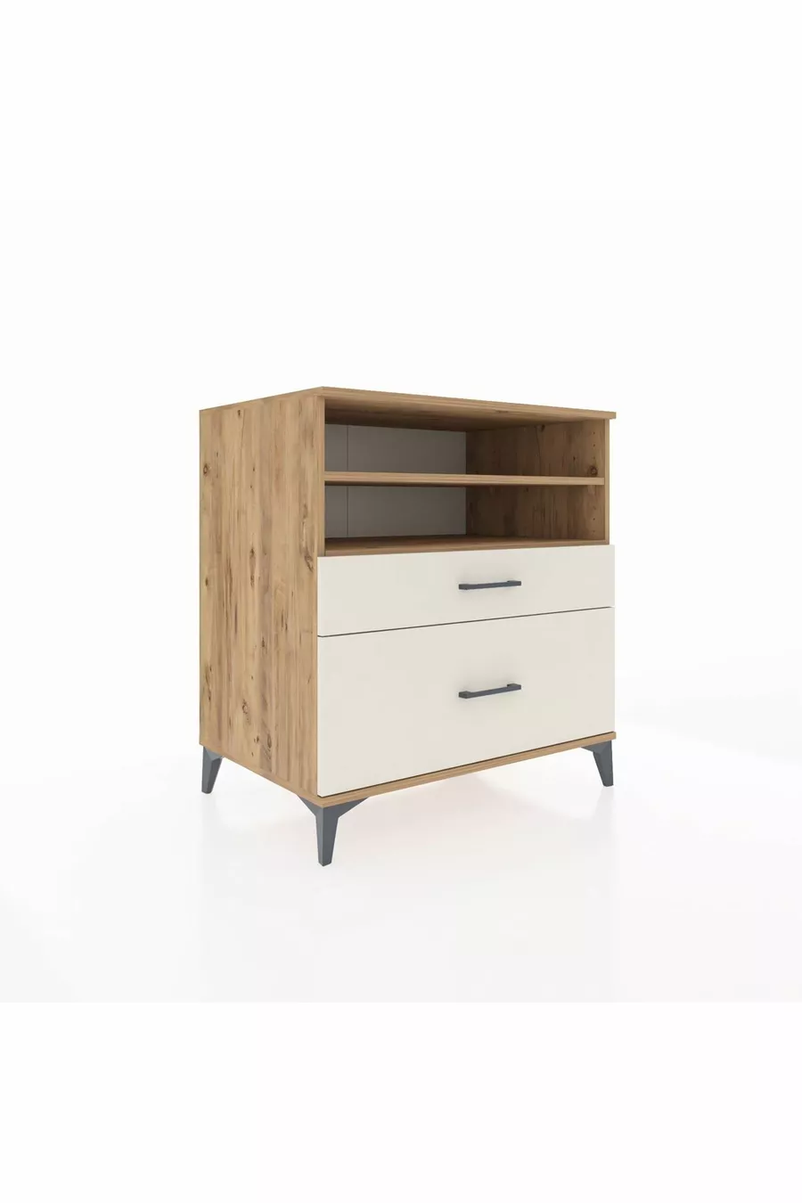 Kronos Dresser with 2 Shelves and 2 Drawers Pine-Truffle