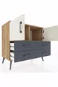Commode Hyperion 2 étagères 4 tiroirs 2 portes Pin-Marbre/Anthracite