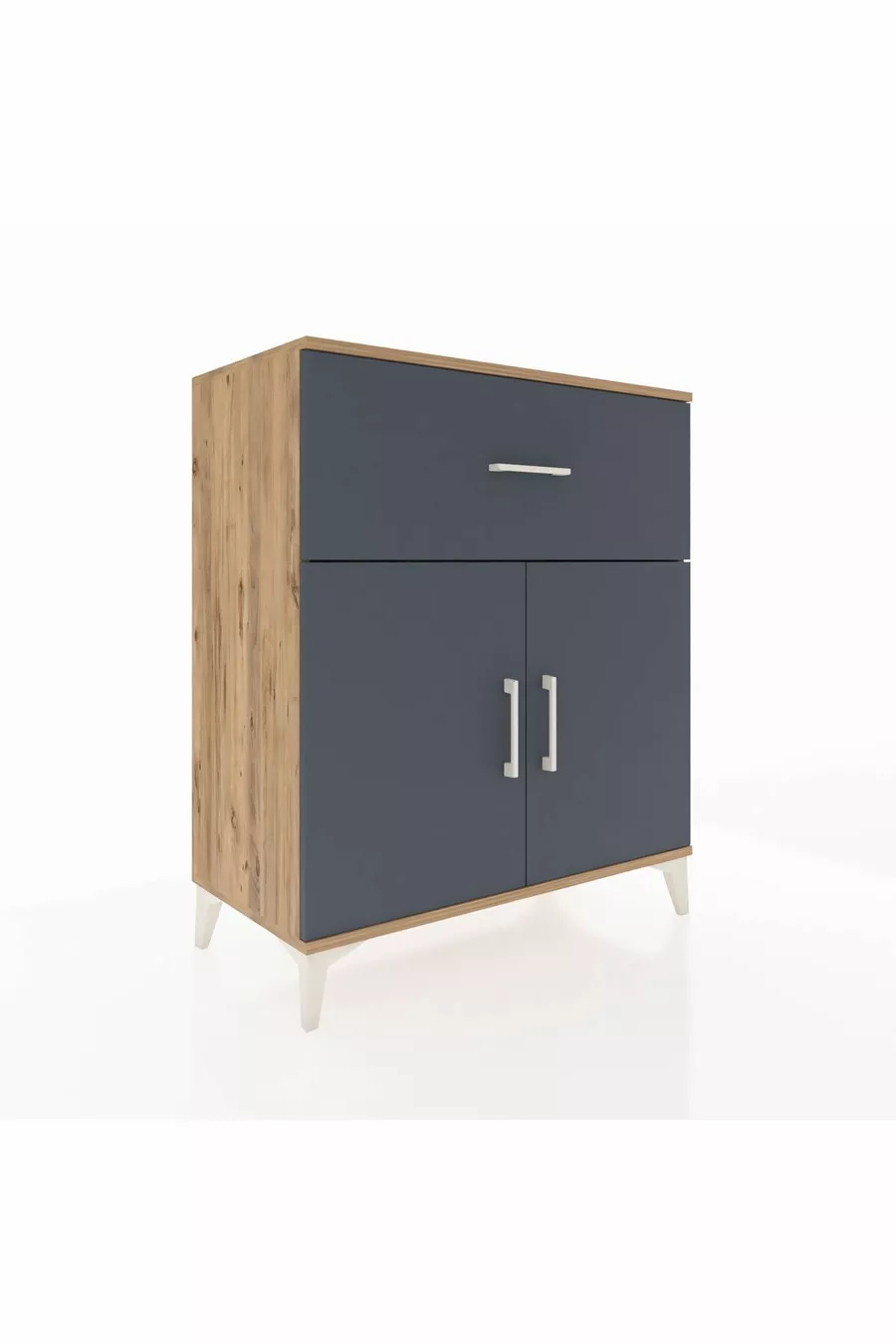 Commode Hyperion à une étagère, un tiroir et deux portes en pin-anthracite