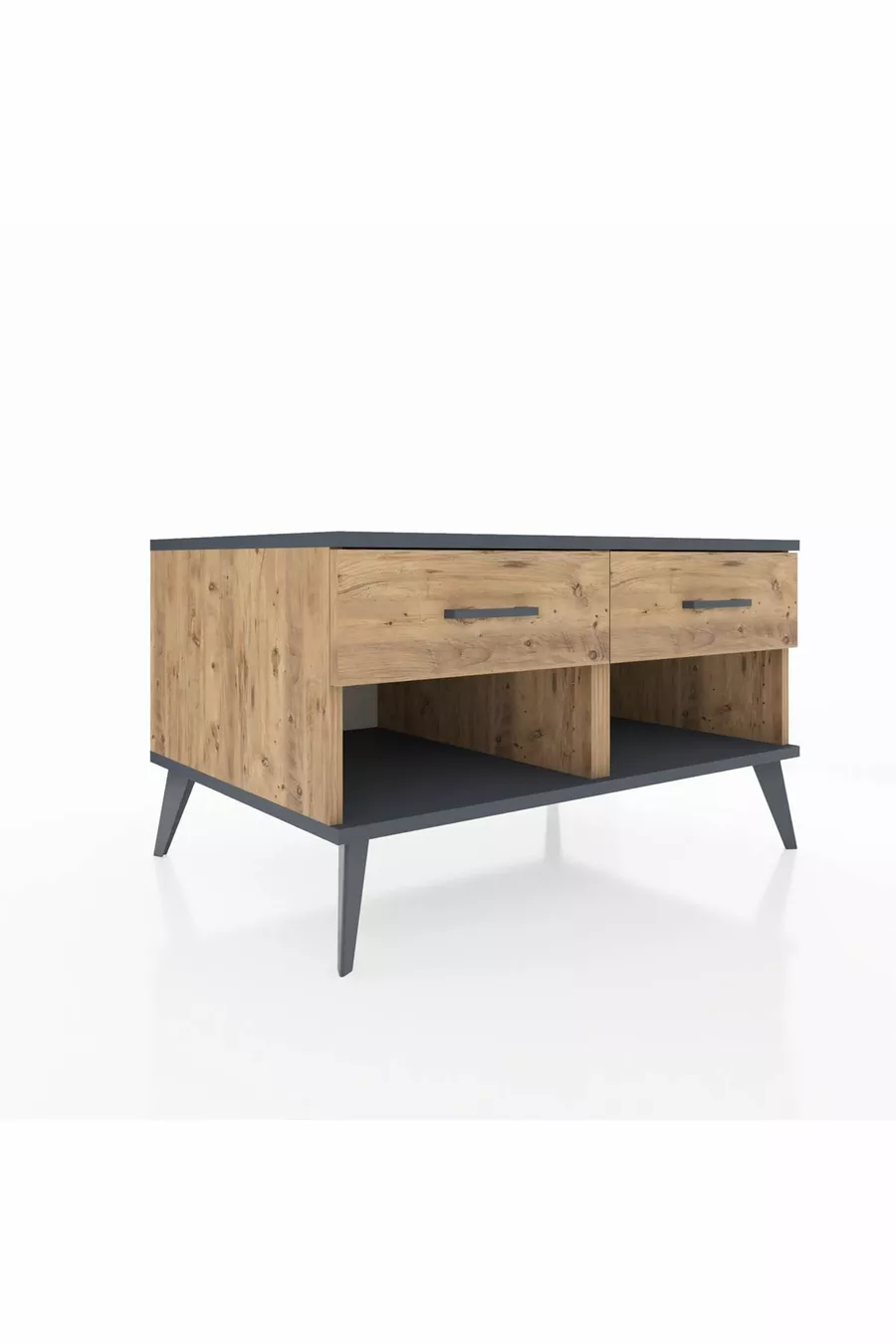 Commode Kronos 2 tiroirs Pin-Anthracite/Pin