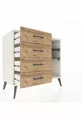 Commode Hyperion 2 étagères 4 tiroirs Pierre de lune-Anthracite/Sapin