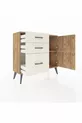 Commode Arges avec une seule étagère, 3 tiroirs et 2 portes, pin-pin / pierre de lune