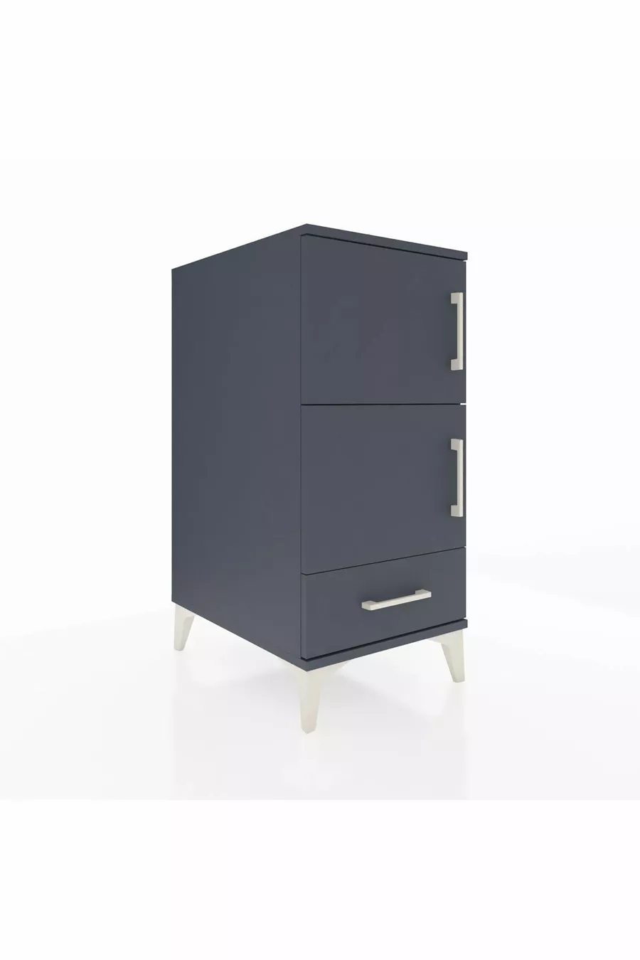 Comodino Kronos con 4 Ripiani, 1 Cassetto e 1 Anta, Antracite-Antracite