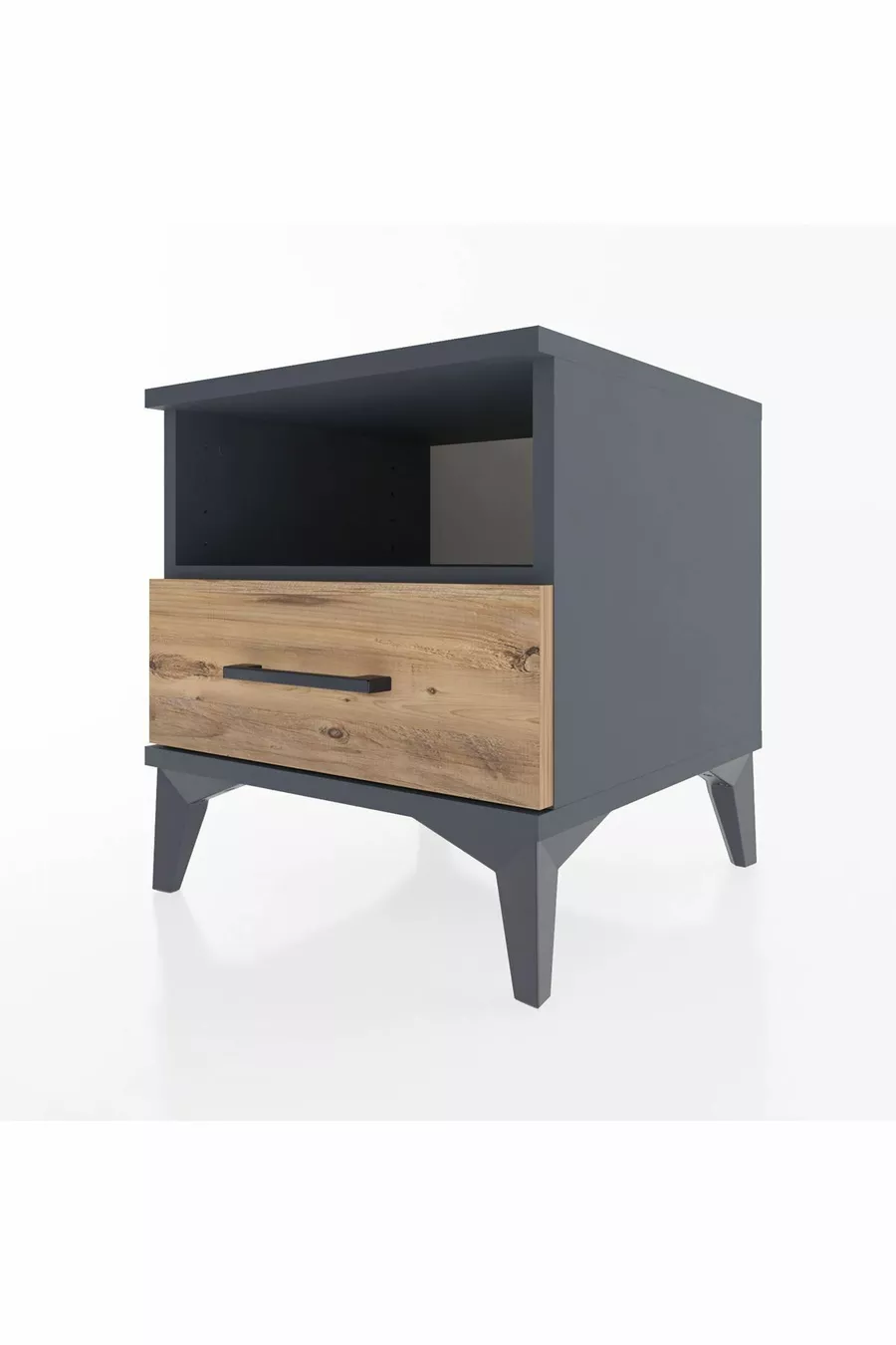 Commode Hyperion à une étagère et un tiroir Anthracite-Pin