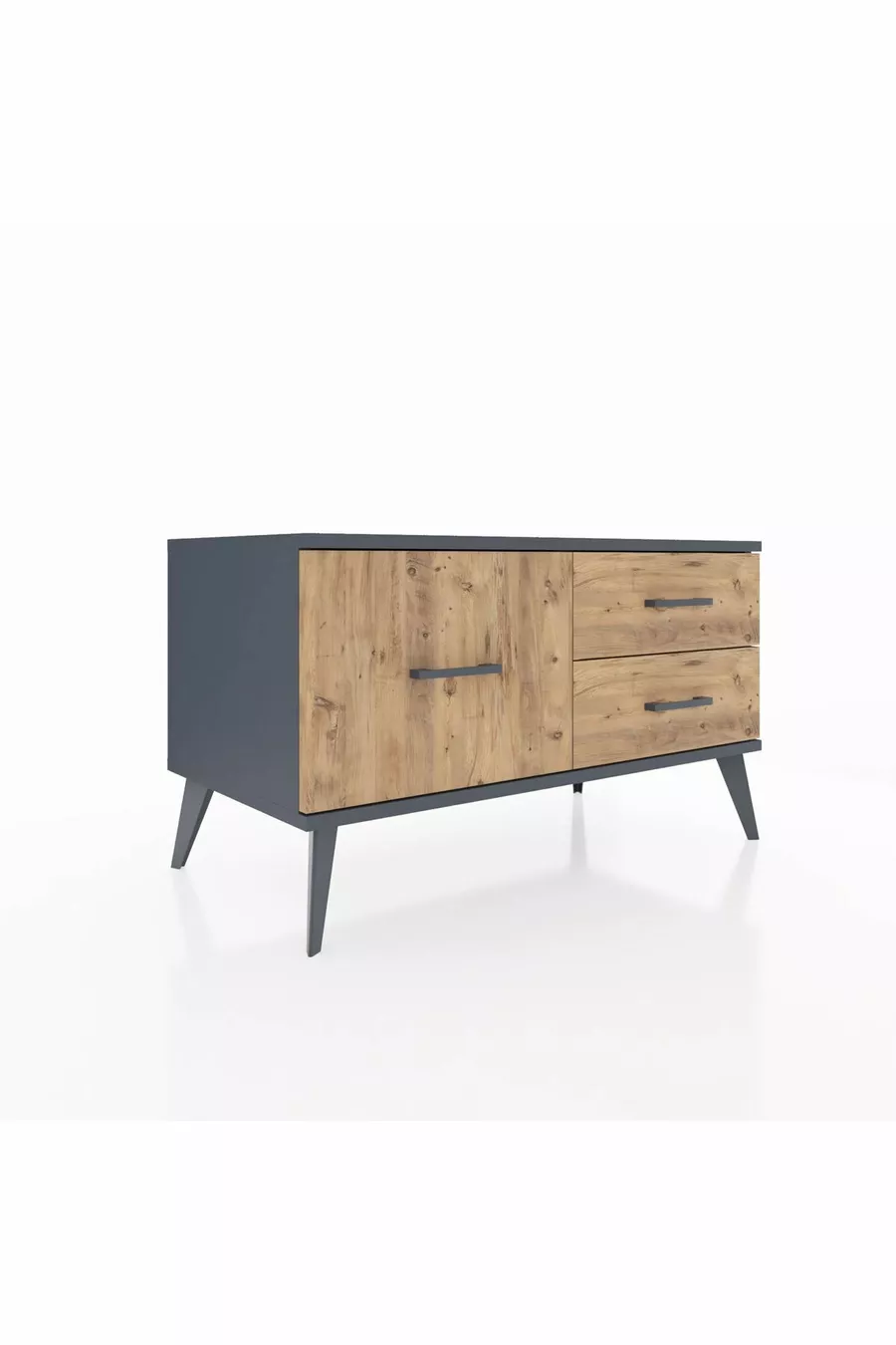 Commode Hyperion 3 tiroirs Anthracite-Anthracite/Sapin