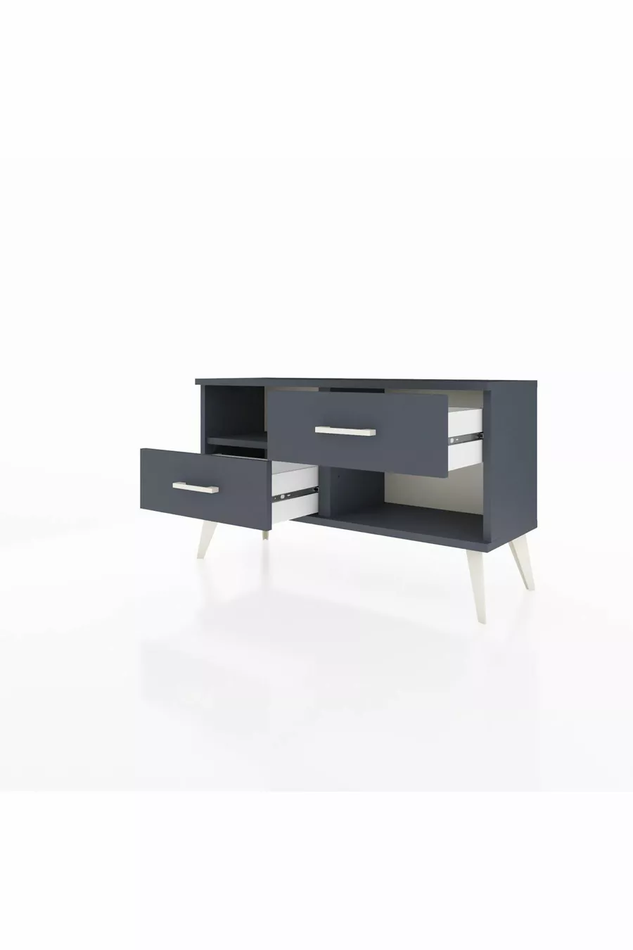 Commode Arges à une étagère et 2 tiroirs Anthracite-Anthracite