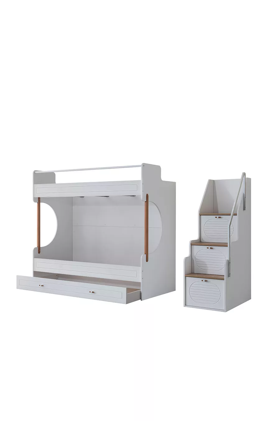 Lit superposé, chambre d'enfant Vita Bohem avec lit superposé blanc en nid + armoire à quatre portes