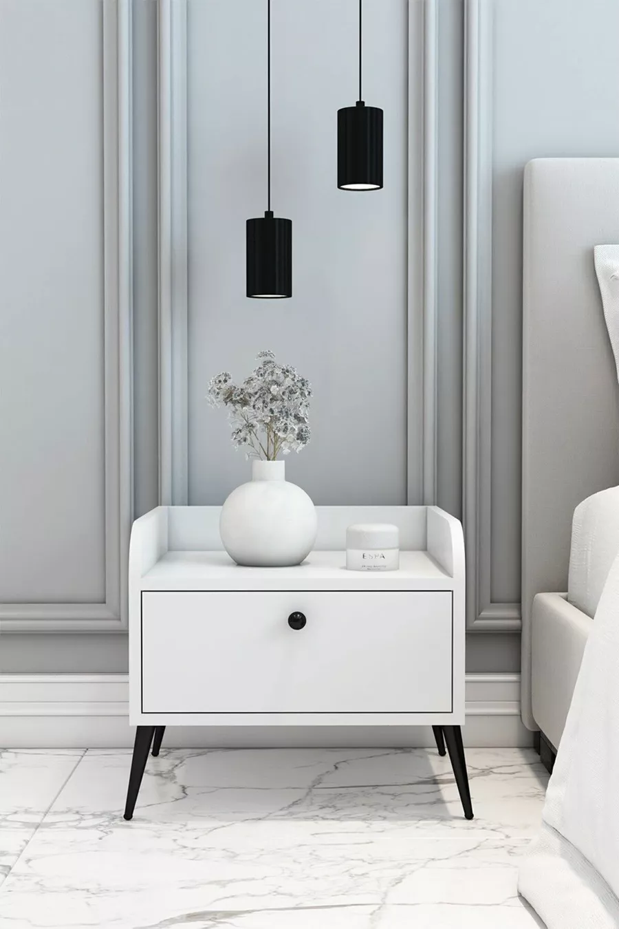 Table de chevet moderne blanche - % MDF