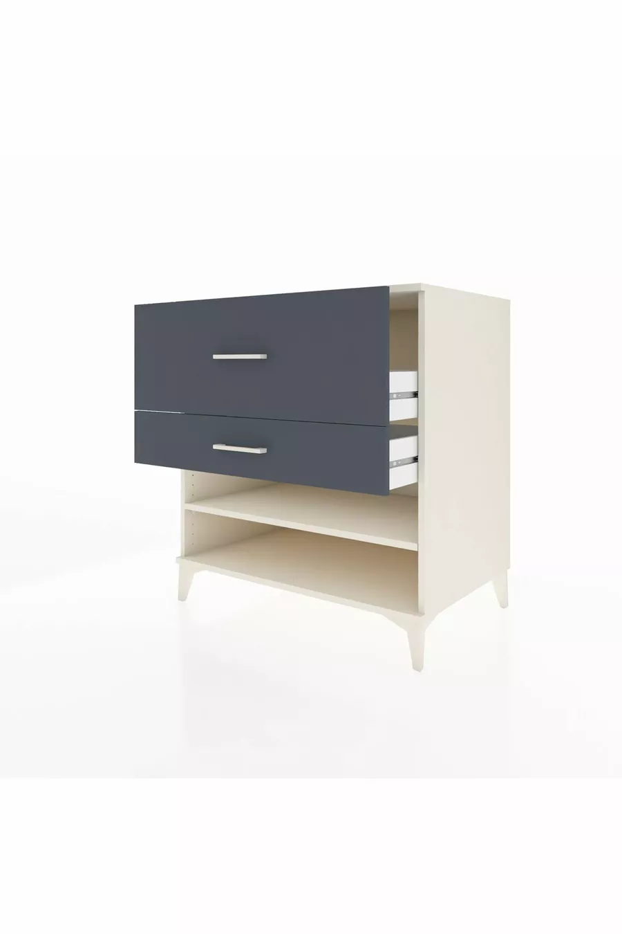 Commode Kronos à une étagère et 2 tiroirs, Pierre de lune-Anthracite