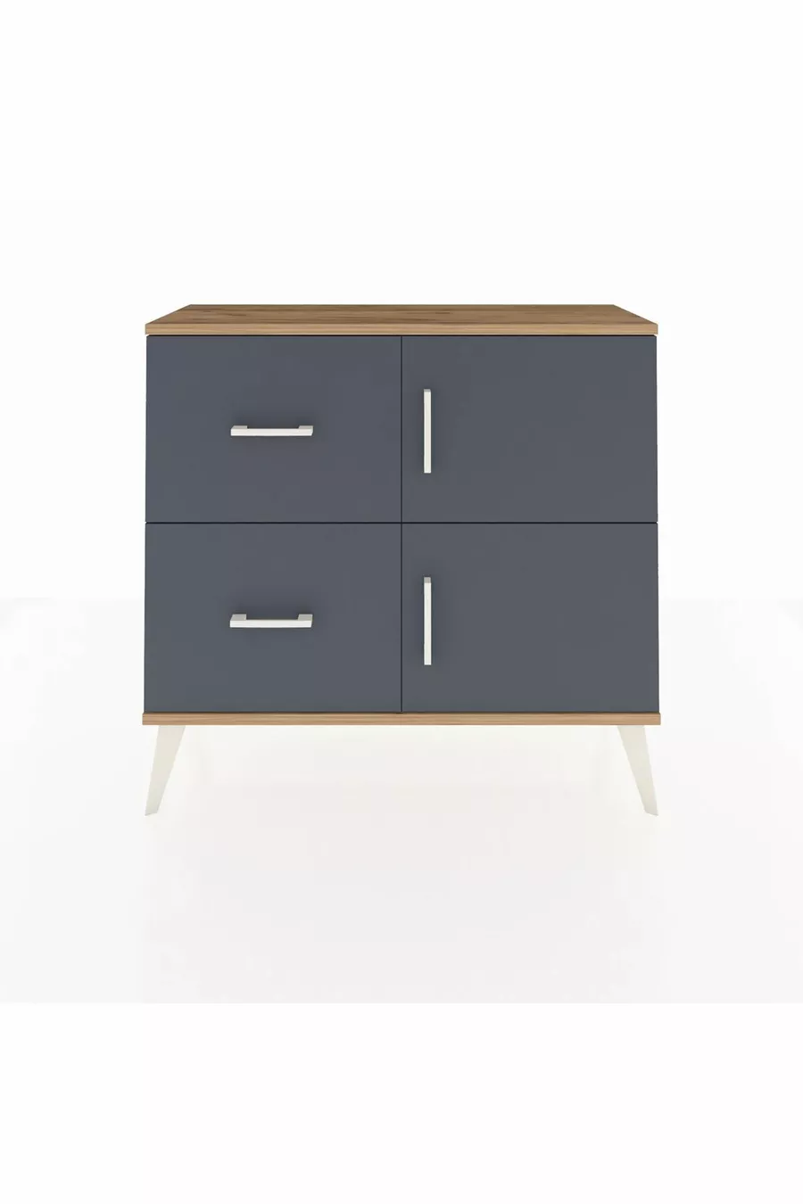 Commode Arges avec une étagère, 2 tiroirs et 2 portes, pin-anthracite