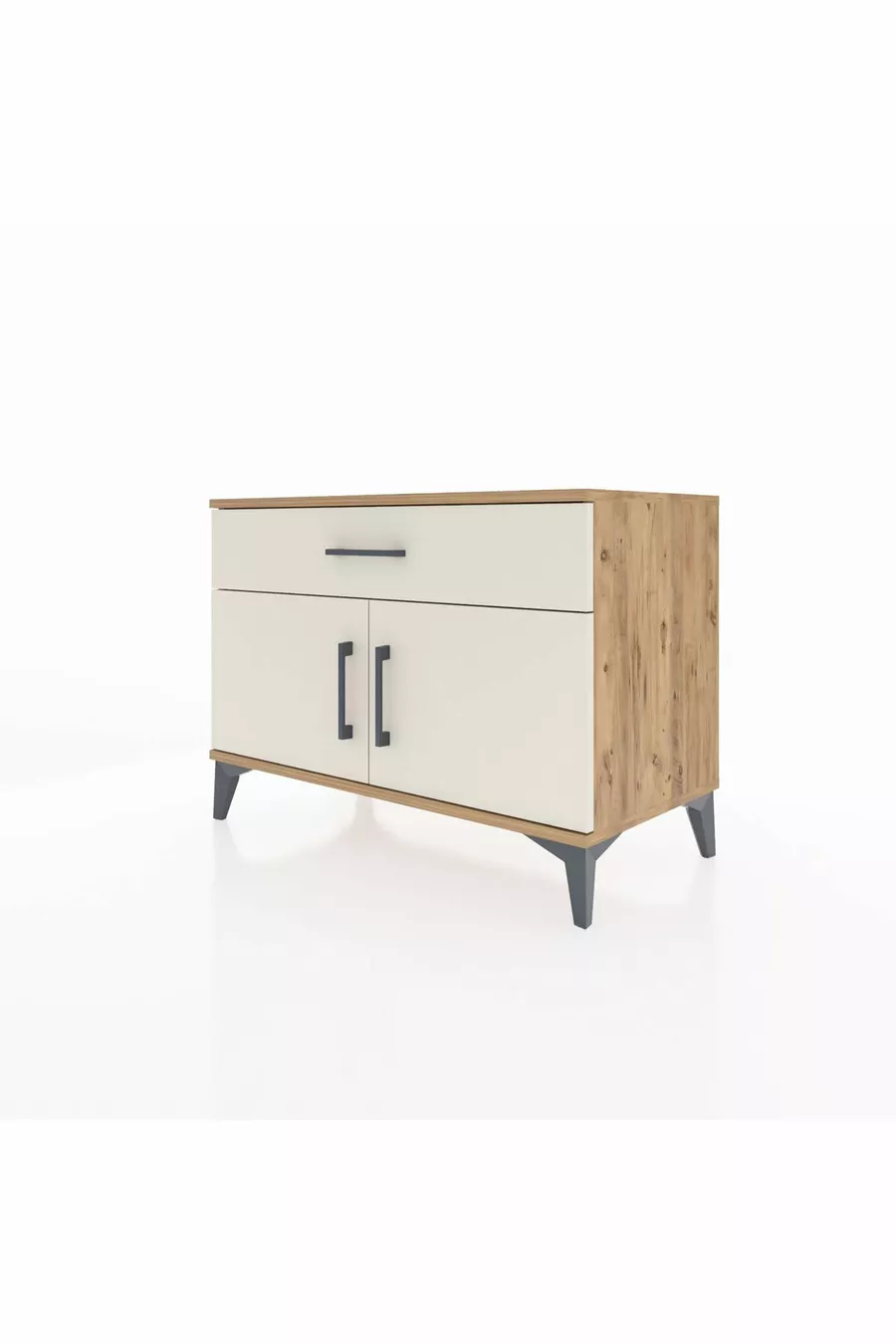 Commode Hyperion à une étagère, un tiroir et deux portes en pin-pierre d'agate