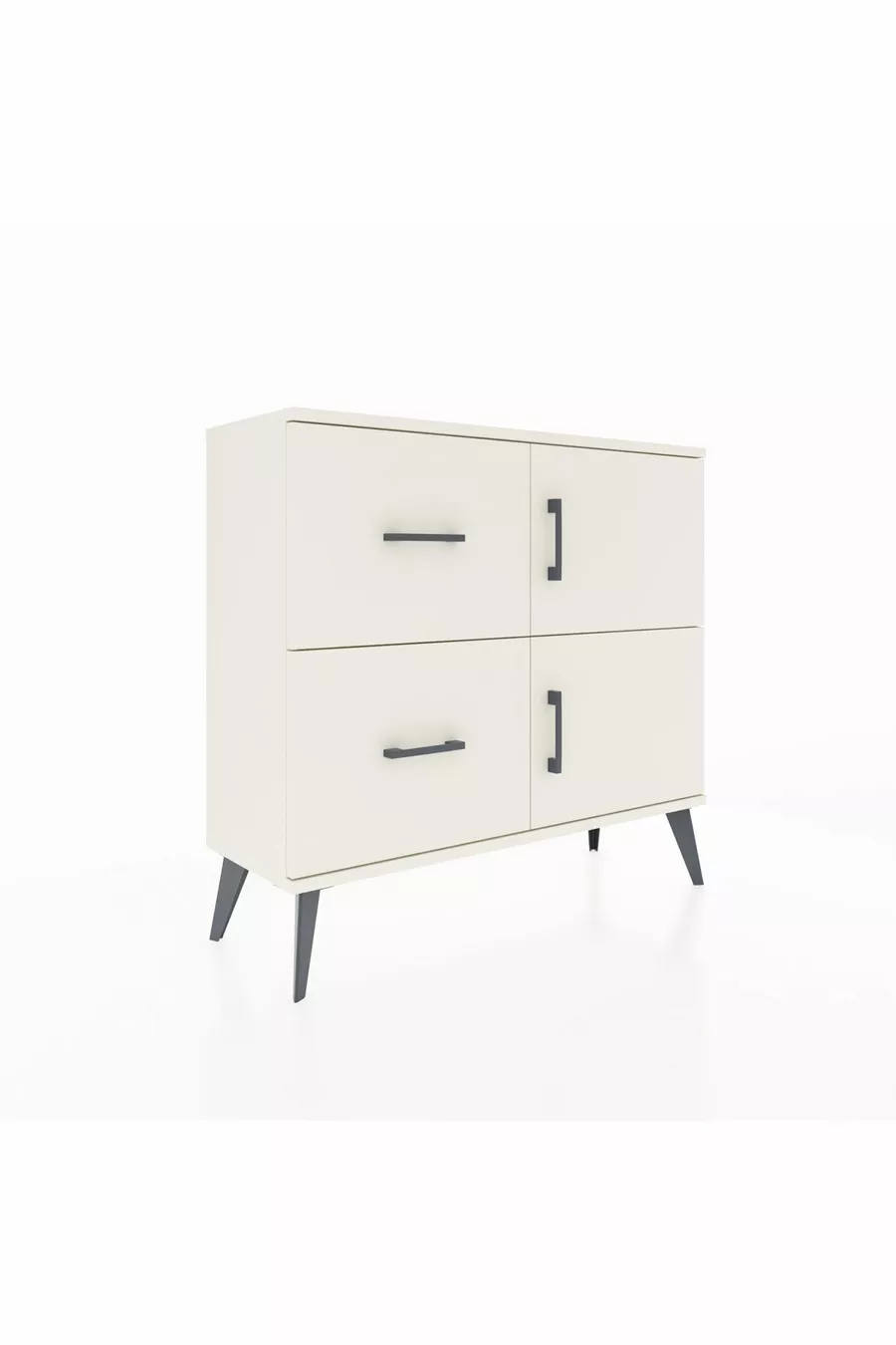 Commode Arges avec une étagère, 2 tiroirs et 2 portes, Pierre de lune-Pierres de lune